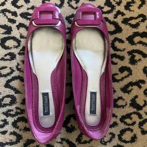 WHBM Lidia Patent Lizard embossed Pink Flats 7.5